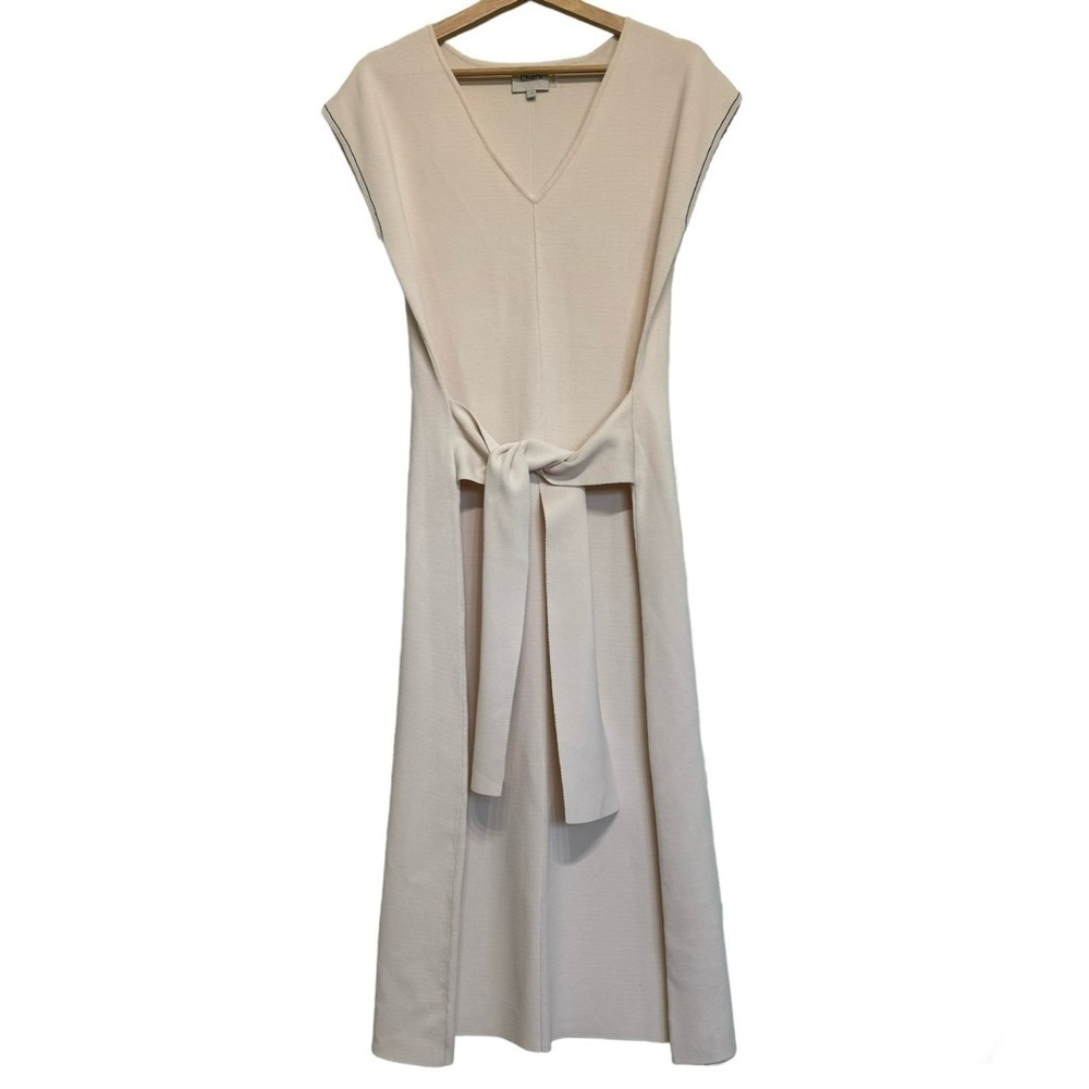 Charli London Vedene Knit Tie Waist Dress Cream Size M